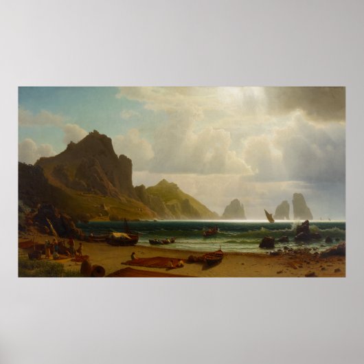 Poster Marina Piccola, Capri par Albert Bierstadt (Devant)