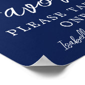 Poster Marine Bleu Blanc Floral Mariage d'hiver Faveurs (Coin)