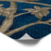 Poster Marine Bleu Botanique Chinoiserie Fleur Mur Art (Coin)