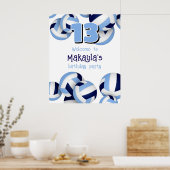 Poster marine bleu clair volleyballs anniversaire de enfa (Cuisine)