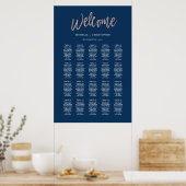 Poster Marine Bleu et Rose Gold Glam Chic Seing Chart (Cuisine)