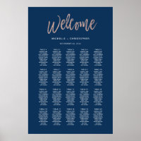 Marine Bleu et Rose Gold Glam Chic Seing Chart