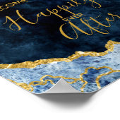 Poster Marine Bleu & Or heureux après l'Affiche de bienve (Coin)