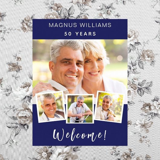 Poster Marine bleu photo collage anniversaire fête bienve