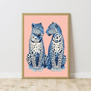 Poster Marine bleu rose Cheetah Leopard Preppy Girl Dorm