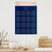 Poster Marine bleu, rose et or - 16 Seating Chart (Cuisine)