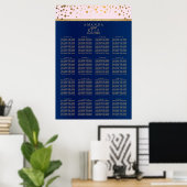 Poster Marine bleu, rose et or - 16 Seating Chart (Bureau à domicile)