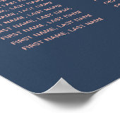 Poster Marine bleu rose feuille d'or tropical feuilles ro (Coin)