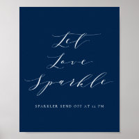 Marine Bleu Script laisser l'amour Sparkle Mariage
