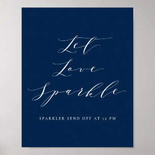 Poster Marine Bleu Script laisser l'amour Sparkle Mariage