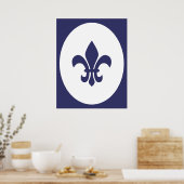 Poster Marine Bleu Vieux Façonné Ovale Frontière Silhouet (Cuisine)