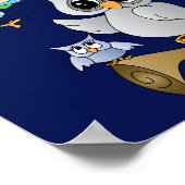 Poster Marine Blue and Grey Baby Owl Design (Coin)