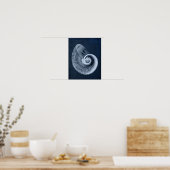 Poster Marine Blue Beach Decor Seashell Art Imprimer no 1 (Cuisine)