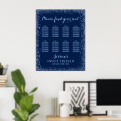 Poster Marine Blue Faux Parties scintillant Sweet 16 Seat (Bureau à domicile)