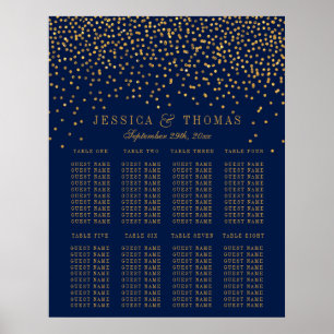 Poster Marine Blue & Glam Gold Confetti Mariage Siège