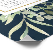 Poster Marine Blue Gold Greenery Mariage Seating Chart (Coin)