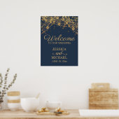 Poster Marine Blue Gold String Lumières Mariage Bienvenue (Cuisine)