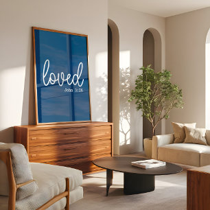 Poster Marine Blue Love Faith Citation minimaliste