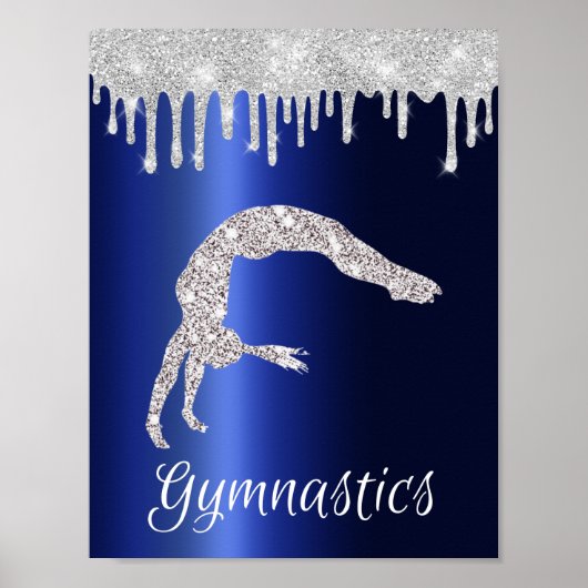 Poster Marine Blue Metallic Argent Sparkle Gymnastique (Devant)