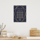 Poster Marine Blue Modern Gold Diamond Diagramme de siège (Cuisine)