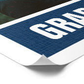 Poster Marine Blue Modern Textured Photo Graduation (Coin)