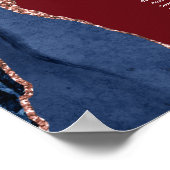 Poster Marine Blue Rose Gold Agate Bourgogne Mariage Sièg (Coin)