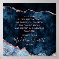 Marine Blue Rose Gold Love is Sweet Treat Table Pa