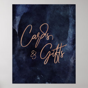 Poster Marine Blue & Rose Gold Mariages Cartes & Cadeaux