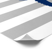 Poster Marine Blue Seahorse Gris et blanc rayures (Coin)