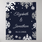 Poster Marine Blue Snowflakes Mariage d'hiver (Devant)