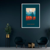 Poster Marine Blue Terracotta Desert Et Cactus