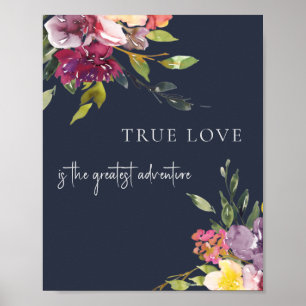 Poster Marine Blush Bourgogne Floral True Love Adventure