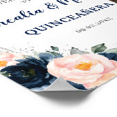 Poster Marine Blush Floral Twins Silver Quinceañera (Coin)