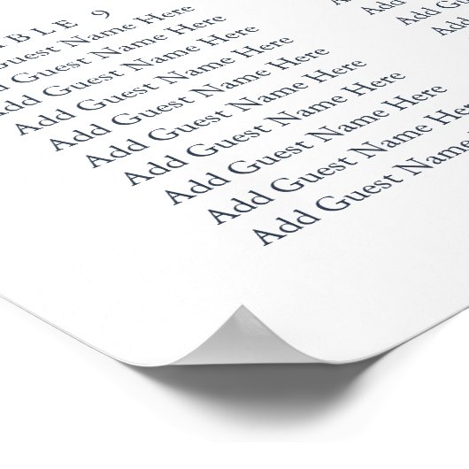 Poster Marine | Carte de siège Mariage manuscrit moderne (Coin)