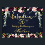 Poster Marine Fabuleux 50 Anniversaire Célébration 54x40<br><div class="desc">Fabuleux 40, 50, 60 ou n'importe quel âge est un âge fabuleux. Customisez cette affiche avec n'importe quel âge et nom. Célébrez-le avec style avec le très grand faire-part Fabulous 50th anniversaire de célébration. Un très grand arrière - plan bleu marine de 54 par 40 pouces avec une police de...</div>