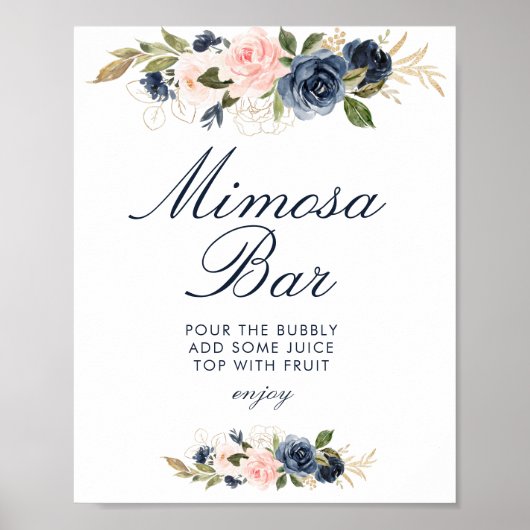 Poster marine & fleurs rousses douche nuptiale mimosa sig (Devant)