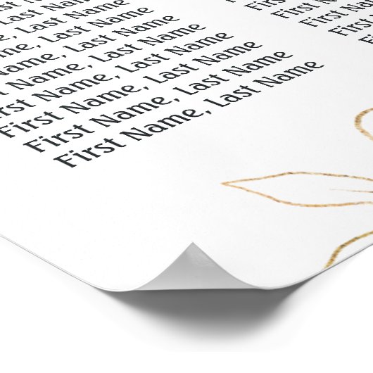 Poster Marine Florale bleu & or Mariage 8 Tables Siège (Coin)