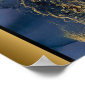 Poster Marine Marbre bleu Pierre / Black Gold Frontière A (Coin)
