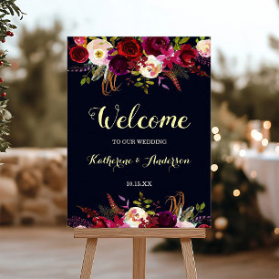 Poster Marine Marsala Rustique Boho Floral Mariage de bie