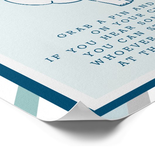 Poster Marine & Mint Eléphant Douche Ne pas dire Bébé Sig (Coin)