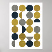 Poster Marine, Moutarde, Gris, Cercles Modernes du Milieu (Devant)