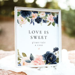 Poster Marine Romantique Bleu Floral Amour est Sweet Dess