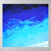 Poster Marine Sapphire Blue Water Fluid Marble Art Abstra (Devant)