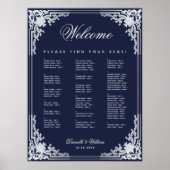 Poster Marine Vintage Wedding Alphabetical Seating Chart (Devant)