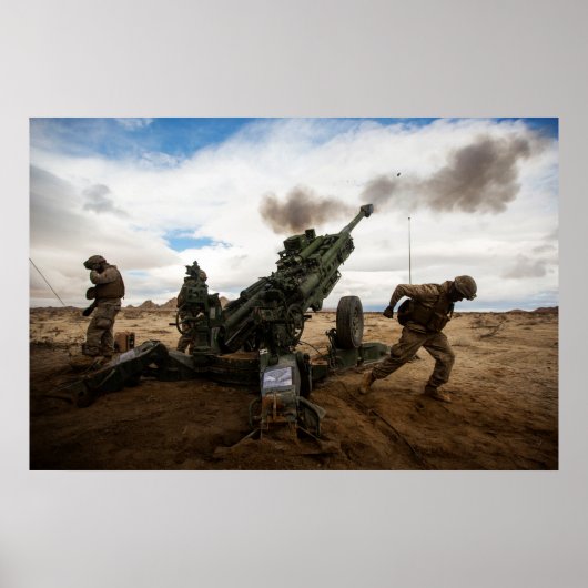 Poster Marines Fire a M777-A2 Howitzer (Devant)