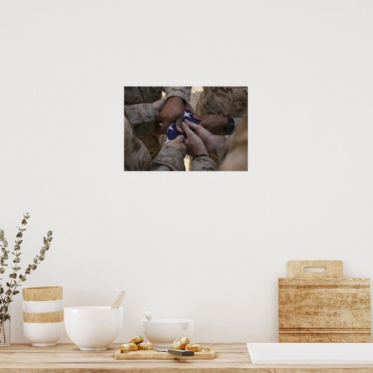 Poster Marines plient un drapeau américain (Cuisine)