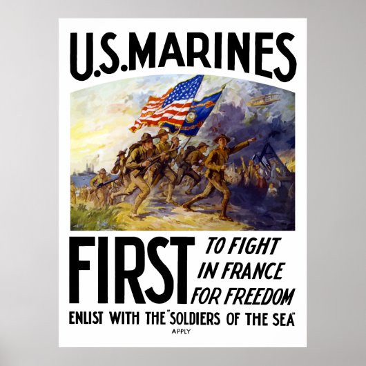 Poster Marines US - Le Premier À Se Battre En France (Devant)