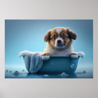 Poster Marionnette mignonne dans la baignoire