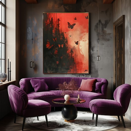 Poster Mariposas de Luna Sangrienta: Vuelo Surrealista.