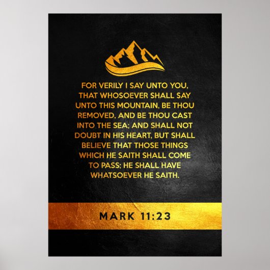 Poster Mark 11:23 Verse de la Bible (Devant)